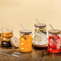 Wave Shape Glass with wood cap (Pack of 1) - 2