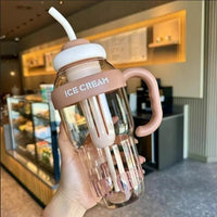 Water Bottle with Handle and Straw - 2