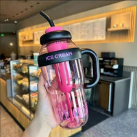 Water Bottle with Handle and Straw - 1