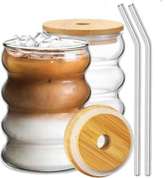 Wave Shape Glass with wood cap (Pack of 1) - 3